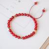 Pulseira de Contas de Ágata Vermelha Natural Badu Feminina Feita à Mão Tecida Design de Nicho Vermelho do Sul para Presentear Senso de Alta Qualidade
