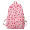 Nova Mochila com Elemento de Laço, Grande Capacidade, Mochila Escolar Casual e Simples para Alunos do Ensino Fundamental II e Médio, Mochila Leve e Texturizada