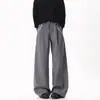 Pantalones Anchos Modernos para Hombre con Retazos y Diseño Plisado, Pantalones Sueltos Negros Estampados, Estilo Casual Scimitar, Gris