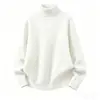 Suéter Cálido de Cuello Alto para Hombre Otoño Invierno 2026 Nuevo Algodón Puro Versátil Holgado Casual Manga Larga Tejido Capa Base