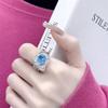 Brilhante Colorido Tesouro ins Nicho Sênior Diamante Gema Forma de Gota Forma de Calla Anel Feminino Aberto Versátil Elegante