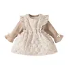 Conjunto de Dos Piezas para Bebé Niña: Camiseta Térmica Gruesa de Felpa con Mangas de Campana, Vestido Chaleco Acolchado de Algodón Estilo Nuevo de Invierno para Bebé y Niño Pequeño