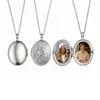 Caixa de foto redonda personalizada com gravação transfronteiriça, caixa de foto oval, colar personalizado, pingente de aço inoxidável com impressão colorida, colar com foto