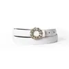 Jeans de Cuero Genuino con Pedrería Estilo Ins con Cinturón Fino de Cuero Decorativo para Traje Moda Femenina Versátil Moderno