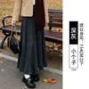 Saia midi de veludo cinza para mulheres, outono/inverno, cintura alta, corte A, plissada, perfeita para tipos de corpo pera, cobre os quadris e fica ótima