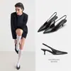 Comercio Electrónico Transfronterizo Moda Tallas Grandes Zapatos de Tacón Alto para Mujer 2026 Punta Fina Tacón de Aguja Sandalias con Correa Trasera Zapatos Franceses Simples para Mujer