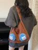 Bolso de Lana de Monstruo de Boca Grande Tejido para Mujer 2025 Nuevo El Más Fácil de Combinar Bolso de Hombro de Gran Capacidad Estilo Perezoso Bolso Relleno
