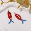Pescado Colorido Tejido Divertido de Dibujos Animados Colgante Pendientes Dopamina DIY Pendientes Colgante para Bolsos Llavero Accesorios
