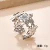 Anillo de Acero de Titanio de Moda Europea y Americana para Mujer, No se Desvanece, Personalidad Hip Hop, Flores Prensadas en Aceite, Anillo de Acero Inoxidable, Anillo de Dedo Abierto
