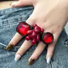 Moda Transfronteiriça Combinando Urso Retrô Diamante Quadrado Diamante Redondo Anel de Combinação Joias Estilo Coreano Feminino Atacado