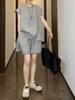 24369 Big Aimei Yiyuan Verão 2024 Novo Conjunto Casual de Relaxamento com Blusa Soltinha de Manga Curta e Shorts de Perna Larga para Mulheres
