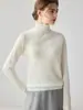 Nova coleção de outono: suéter de cashmere tricotado liso de gola alta feminino, elegante e simples, macio e confortável como camada base