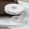 Fita de Poliéster com Bolinhas Pretas de 1cm Fita para Laços DIY Flor de Fita Acessórios para Presente Cabelo Faixa de Cabelo Acessórios para Chapéu de Palha Material