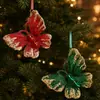 Decoraciones de mariposas artificiales con temática de mascotas, adornos para árbol de Navidad, accesorios para ambiente de fiesta navideña, adornos colgantes en forma de mariposa