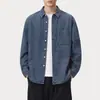 Camisa de mezclilla estilo workwear retro americano 2026, estilo old money, prenda exterior de alta gama para hombre, corte holgado, versátil, camisa casual de manga larga