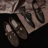 Zapatos Mary Jane en Forma de T de Cuero Genuino para Mujer, Nuevo Estilo Otoño, Zapatos Planos Redondos Completamente de Cuero, Zapatos Planos Retro para Mujer 40