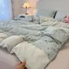 Ins Estilo Princesa Algodão Conjunto de Quatro Peças Estilo Coreano Estilo Princesa Redutor de Idade para Menina Lençol de Algodão Puro Capa de Edredom Estilo Francês Conjunto de Três Peças 4