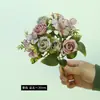 Tecido de seda de alta qualidade simulação de buquê de rosas paisagismo de sala de estar de casa ornamentos de casamento flores artificiais flores de simulação acabadas atacado