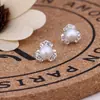 Pendientes de Botón Florales con Pedrería y Perlas Estilo Coreano para Venta Caliente en Mercados Callejeros para Mujeres, Pendientes Pequeños de Joyería Geométricos con Pedrería en Forma de Corazón, Acero Inoxidable