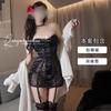 Romántica Flor de Melocotón Sexy Encaje Satén Falda de Cadera para Mujer Push-up Pecho Pequeño Ropa Interior Sexy Pijama que no se quita Uniforme 630