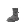 Primer Encuentro Ji Gray Botas de Nieve de Suela Gruesa Temporada 2026 Estilo Nuevo Uso Bidireccional Zapatos de Algodón Engrosados con Felpa Botas Largas Peludas