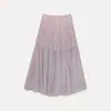 Falda Retro Francesa de Cuadros Rosa Contrastante Estilo Dulce y Suave para Mujer con Elegante Caída y Cintura Alta Falda Larga de Corte A