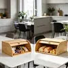 Caja de pan de bambú, gabinete de almacenamiento de pasteles y repostería, caja de almacenamiento de pan de madera para cocina, caja de almacenamiento, al por mayor en stock