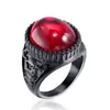 Anillo europeo y americano anillo vintage repujado ágata roja anillo dominante para hombre fábrica de joyería directa transfronterizo