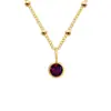 Collar con Piedra de Nacimiento Chapado en Oro de 14K Transfronterizo para Mujer, Acero Inoxidable No Descolorante Nicho Colgante de Diamante Único Cadena para Clavícula Venta al por Mayor