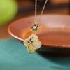 Yilu prata S925 prata esterlina banhado a ouro Hetian jade cloisonne pingente de flor joias de moda nacional estilo antigo pingente de prata elegante