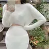 Estilo coreano hada estilo occidental azul tejido top otoño e invierno ajuste ceñido estilo perezoso prenda exterior traje pequeño de dos piezas