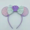 Faixa de Cabelo Cabeça do Mickey com Laço Lilo & Stitch, Faixa de Cabelo Lilo & Stitch com Orelhas de Lantejoulas, Acessórios de Cabelo para Festa de Feriado Infantil