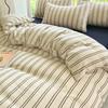 Juego de Ropa de Cama Cuatro Piezas Estilo Japonés Fuji Cuadros Rayas Simples Algodón Nube Lavado Estudiante Funda Nórdica Tres Piezas Bolsa de Cama