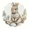 Mantel individual de lino para Pascua transfronterizo con bordes redondos ondulados, diseño de conejo y huevo, decoración de mesa para primavera y verano, tapete aislante del calor