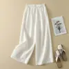 Toma Real de Pantalones Casuales de Algodón y Lino con Parches de Encaje Bordado Pesado Estilo Nuevo 2026, Estilo Holgado y Relajado, Pantalones de Pierna Ancha Adelgazantes