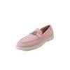 Mocasines de Cachemira Color Morandi Primavera 2025 Hebilla Metálica Punta Redonda Piel Genuina Tacón Bajo Boca Profunda Zapatos Mujer