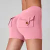 Pantalones Cortos de Yoga con Bolsillo de Cadera de Melocotón, Cintura Alta, Bolsillo, Deportivos, Fitness, Pantalones Triples para Mujer, Sensación de Segunda Piel, Alta Elasticidad, Secado Rápido