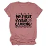 Meu primeiro ano acampando Amazon eBay site independente moda casual feminina camiseta gola redonda manga curta