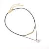 Moda Coreana Elegante Sencillo Doble Capa Perla Redonda Acero de Titanio Collar Cadena de Hueso de Serpiente Cadena de Clavícula Collar de Alta Calidad para Mujer Joyería