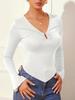 Moda Europeia e Americana Transfronteiriça Outono/Inverno 2026 Nova T-shirt Básica Lisa Slim Fit Manga Longa para Mulheres Tendência Sexy Decote V