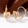 Pendientes de Corazón con Diamantes Blancos y Borde de Diamantes Oro Champagne Estilo Popular Nuevo Transfronterizo Versátiles Elegantes de Lujo Ligero Venta al por Mayor