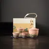 Conjunto de Chá com Uma Bule e Três Xícaras, Xícaras de Serviço Rápido Qianli Jiangshan, Brindes Empresariais Comemorativos de Abertura de Empresa, Compra em Lotes Pequenos