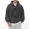 Sudadera de doble hilo con efecto lavado retro americano de 320G para trabajo pesado, hombros caídos, top holgado moderno, chaqueta