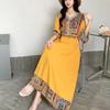 Vestido de estilo étnico, nuevo estilo, Xinjiang, Yunnan, ramen, algodón, estampado, cintura suelta, ajustado, turismo, vestido étnico característico.