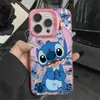 Funda Personalizada con Temática de Stitch Adecuada para Apple 17 Pro Max, iPhone 16 Pro, Estilo Caricatura para 14 Pro, 13, Linda para 15
