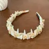 Faixa de Cabelo Alta Delicada Transparente com Ondas de Strass para Mulheres com Dentes, Faixa de Cabelo Antiderrapante para Lavar o Rosto, Presilha de Cabelo, Faixa de Cabelo