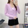 Cárdigan de Punto de Seda de Hielo para Mujer 2021 Verano Falda a Juego Ropa Exterior Talla Grande Camisa para Aire Acondicionado Chaqueta Corta Delgada Protector Solar