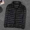 Jaqueta masculina acolchoada de algodão com penas leves, outono e inverno, anti-estação garantida, gola vertical, capuz curto, tamanho grande, portátil