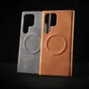 Funda magnética para teléfono de piel de cordero con tacto de piel, adecuada para Samsung S25Ultra, media funda S24Ultra, funda protectora anticaídas 23