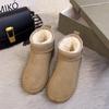 Nuevo Invierno Gamuza Punta Redonda Tacón Bajo (Tal Than cm) Botas de Nieve Marrón Antílope Planas Fondo Invierno